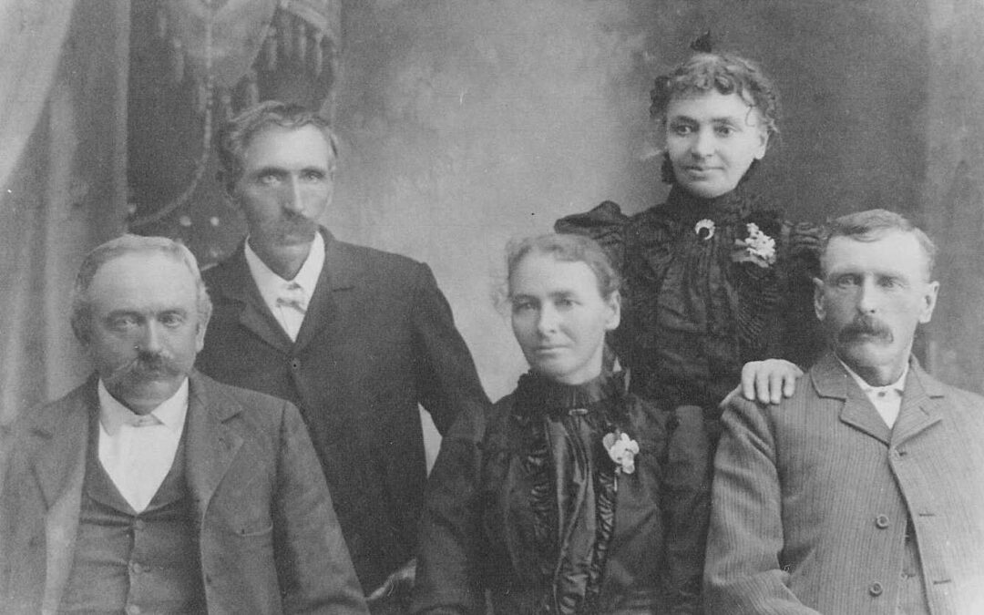 1888ish Rogler siblings-Jim, Lawrence, Adeline Gosler, Kate Yeager, John Rogler