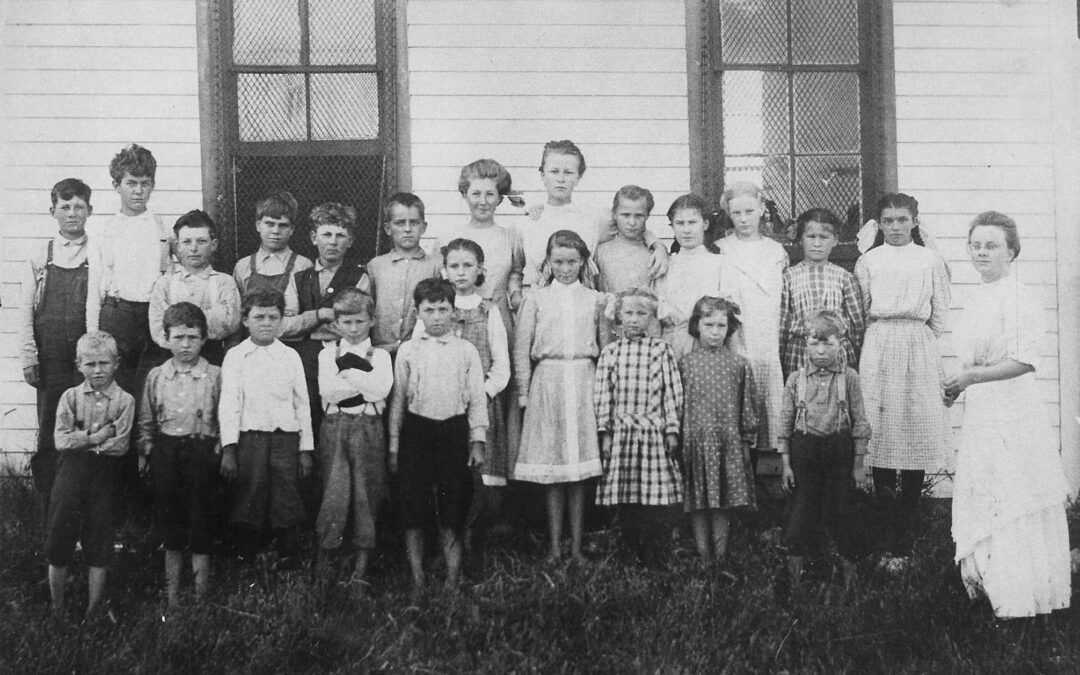 1908ish Helen Rogler’s class at Crocker School, Helen in plaid, front row