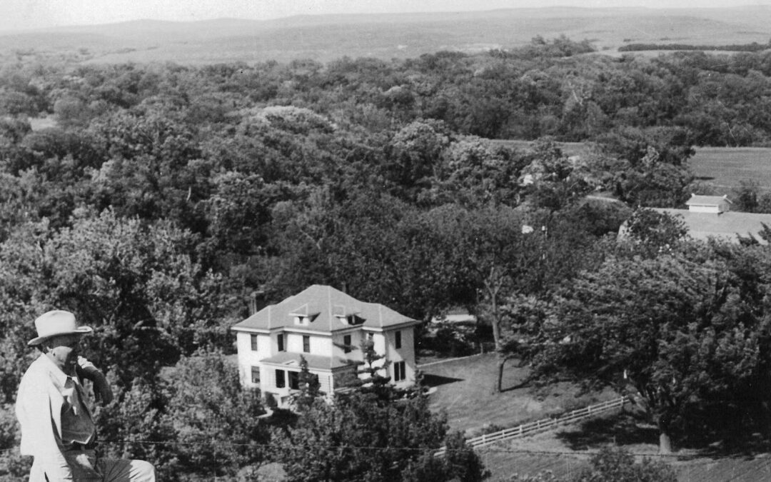1950 Henry Rogler overlooking home, June 1950