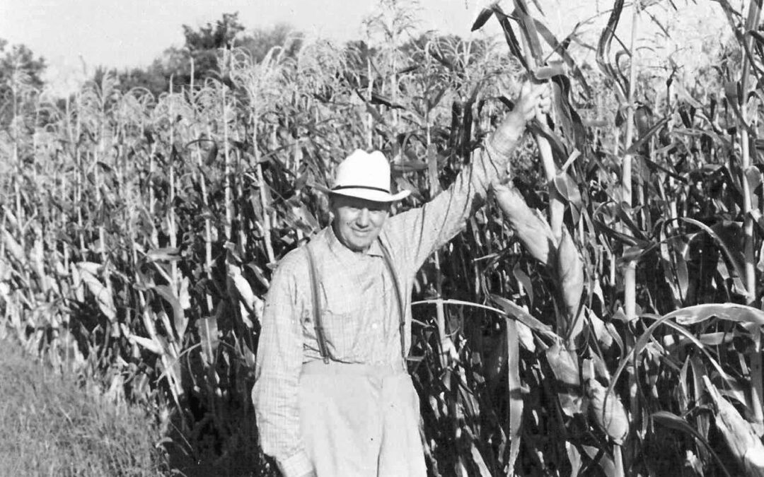 1960s Henry Rogler and corn, grayscale