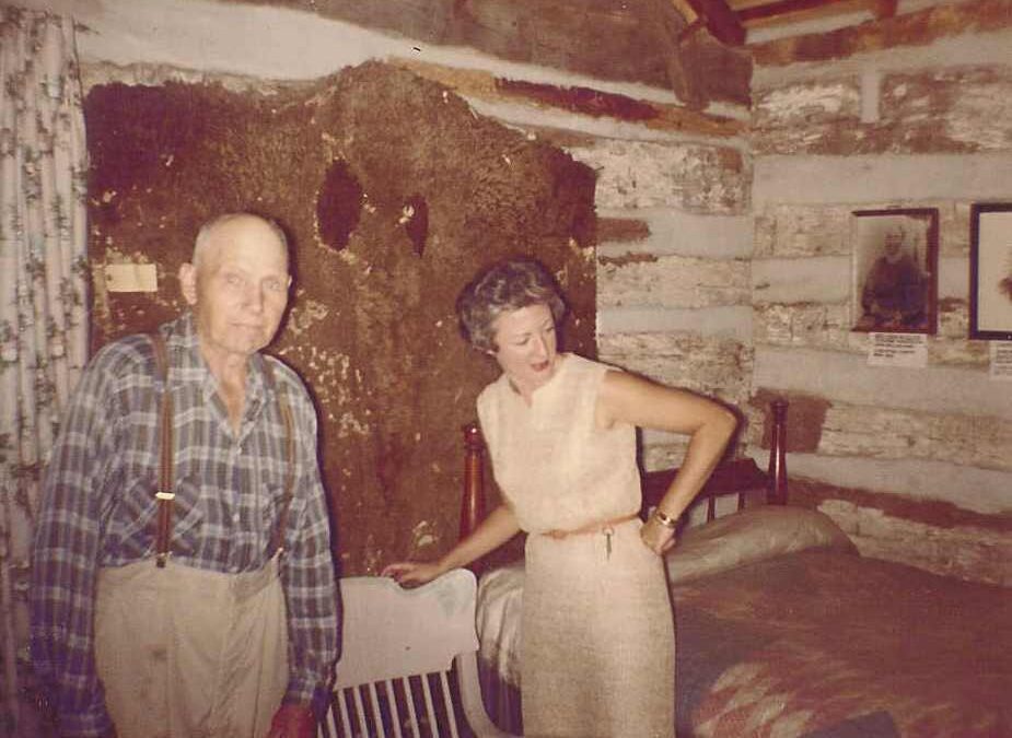 1963, July, cabin interior with Henry Rogler and Mrs James Folsom