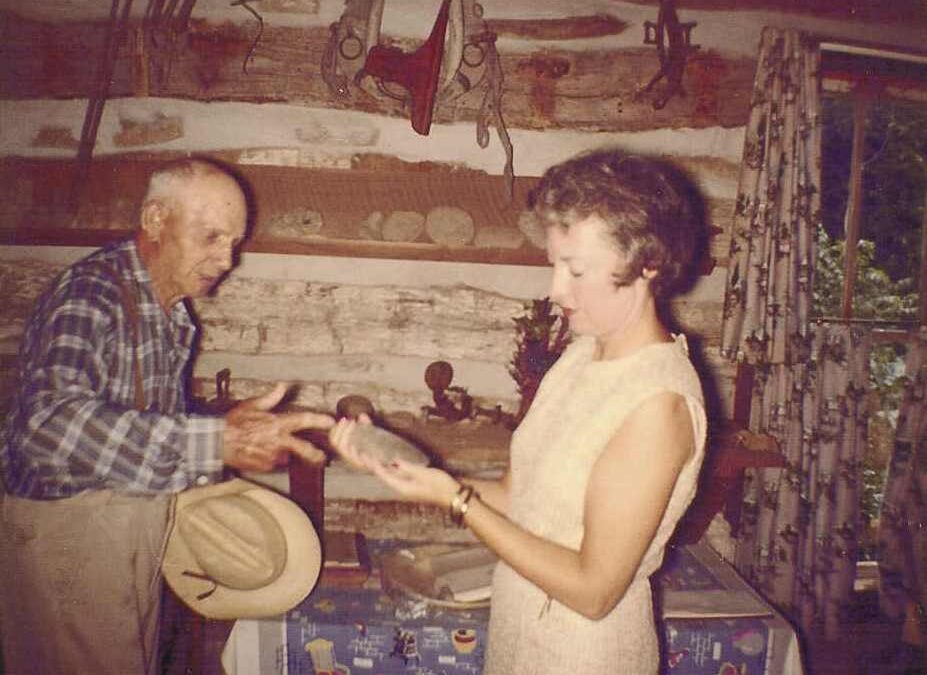 1963, July, cabin interior with Henry Rogler and Mrs James Folsom2