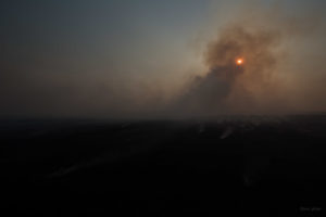Praire burn smoke darkening the sky
