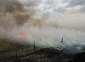 Prairie burn and smoke