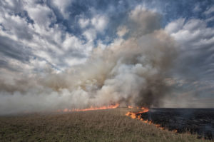Prairie burn and smoke