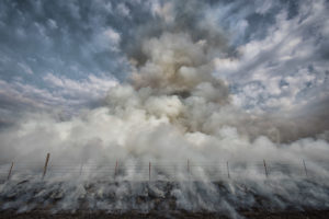 Prairie burn, strong smoke