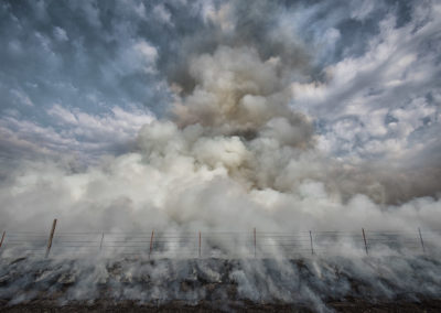 Prairie burn, strong smoke