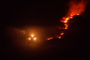 ATV lights through smoke and flames