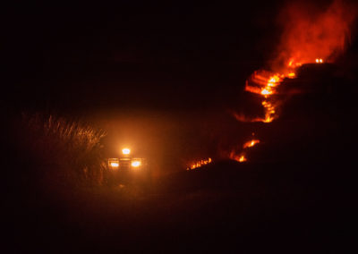 ATV lights through smoke and flames