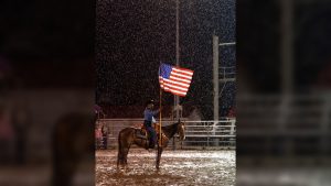 Rodeo queen in the rain