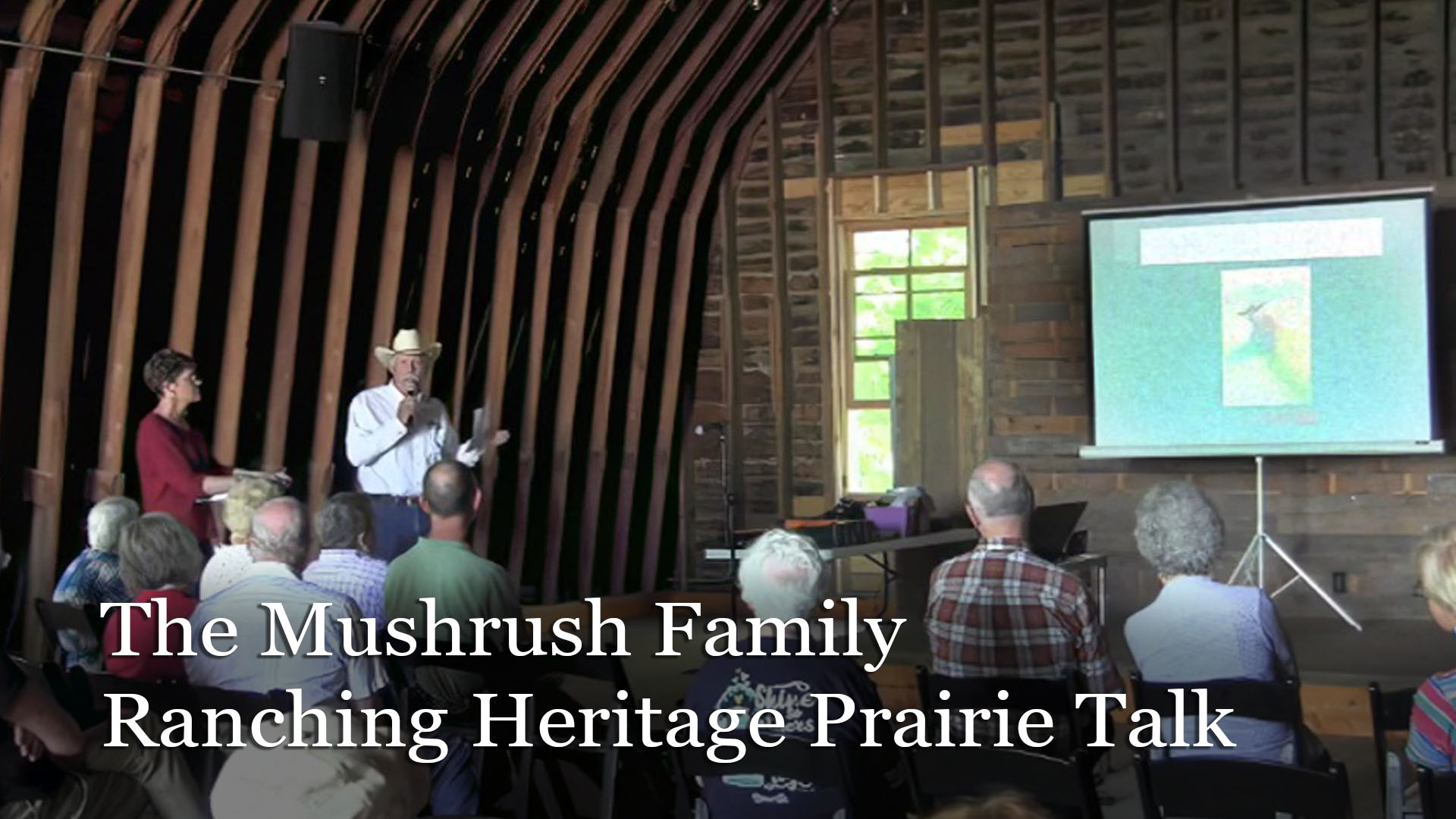 The Mushrush family presenting at Pioneer Bluffs